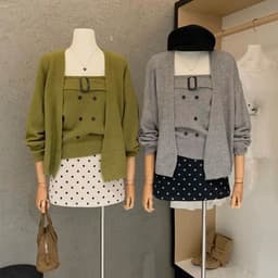 (CHICSEOUL) Set áo quây và áo khoác len phối belt ngực xinh xắn phong cách Nertro HQ (ảnh thật là 2 ảnh cuối) 3