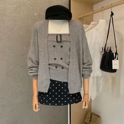 (CHICSEOUL) Set áo quây và áo khoác len phối belt ngực xinh xắn phong cách Nertro HQ (ảnh thật là 2 ảnh cuối) 1
