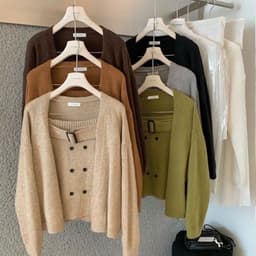 (CHICSEOUL) Set áo quây và áo khoác len phối belt ngực xinh xắn phong cách Nertro HQ (ảnh thật là 2 ảnh cuối) 6