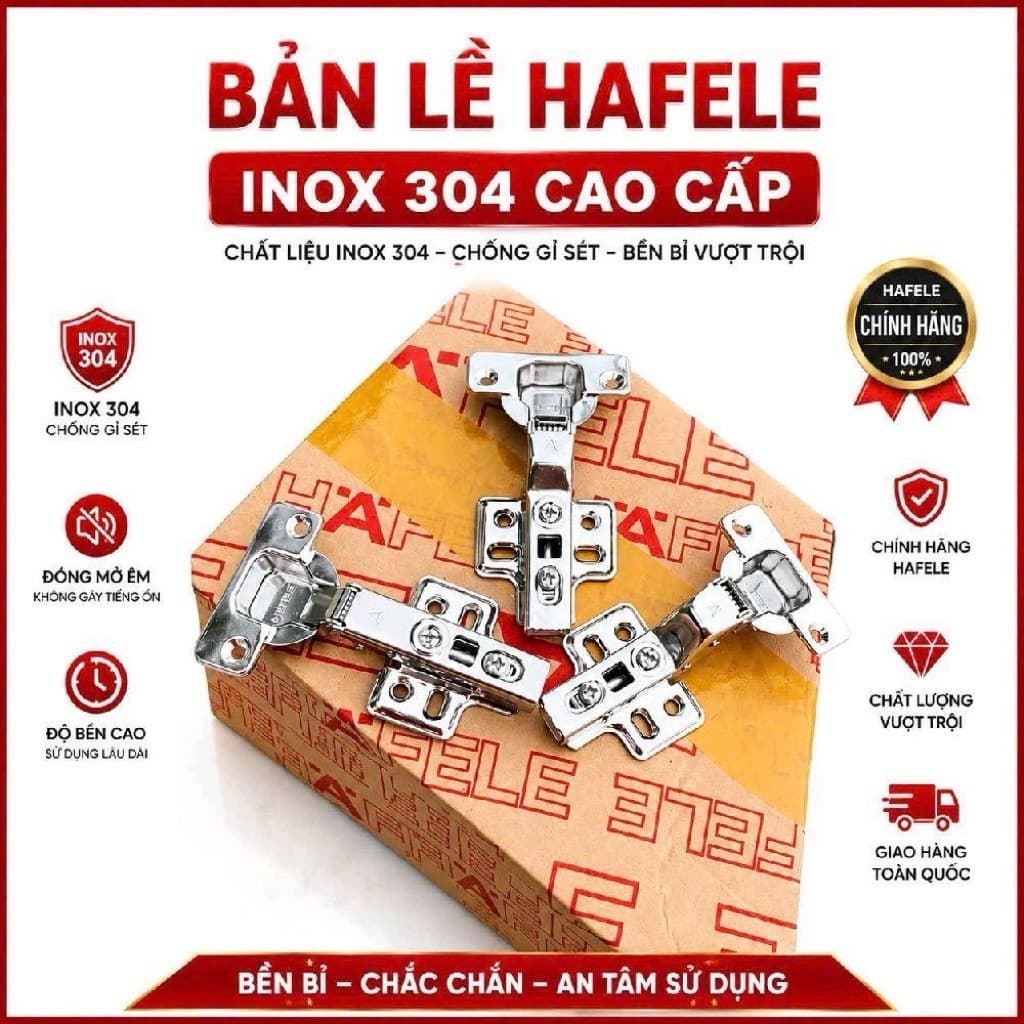Bản Lề Hafele inox 304 Cao Cấp, Giảm Chấn, Tháo Lắp Nhanh, Độ Bền Cao, Đóng Mở Êm Ái. Hàng Tốt Loại 1
