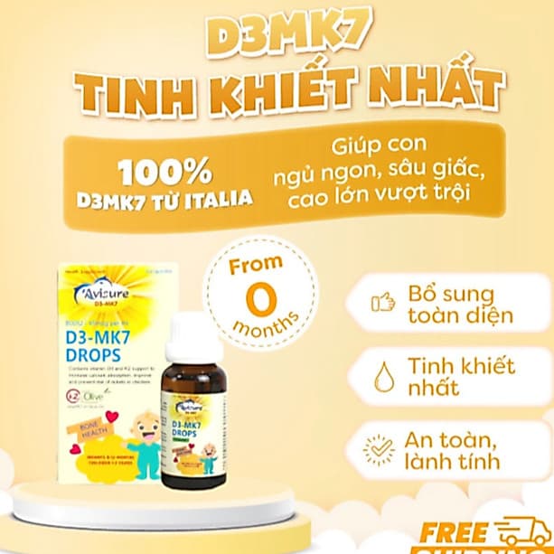Avisure D3-MK7 ( :15ml : 20ml ; 30 ml ) d3k2 tinh khiết tự nhiên cho bé giúp tăng chiều cao, chắc xương> BUNBUN SHOP