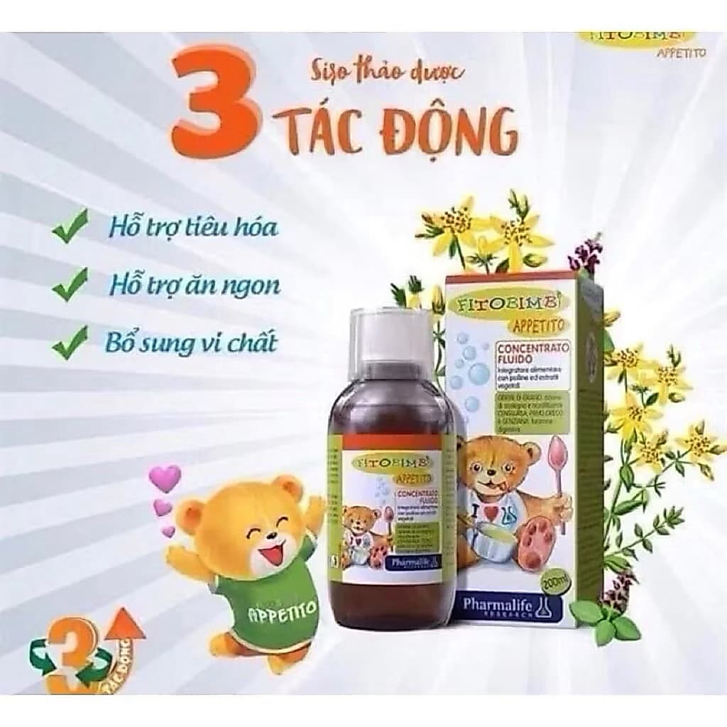 Siro Ăn Ngon 3 Tác Động FITOBIMBI APPETITO Giảm Biếng Ăn Cho Bé Chai 200ml< BUNBUN SHOP20