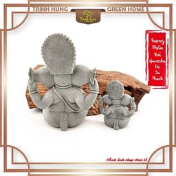 Tượng thần voi Ganesha đá sa thạch xanh -  Tượng deco, trang trí tiểu cảnh, bán cạn, terrarium 7