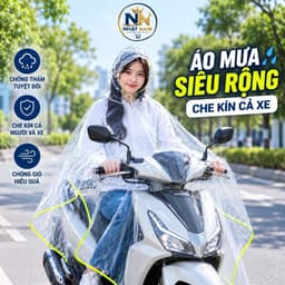 Áo Mưa Trong Suốt, Dai, Mỏng Nhẹ, Khó rách, Rộng Phủ Kín Xe, Có Viền Phản Quang Đi Đêm An Toàn |  Nhật Nam Shop 1