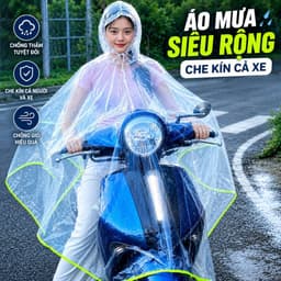 Áo Mưa Trong Suốt, Dai, Mỏng Nhẹ, Khó rách, Rộng Phủ Kín Xe, Có Viền Phản Quang Đi Đêm An Toàn |  Nhật Nam Shop 4