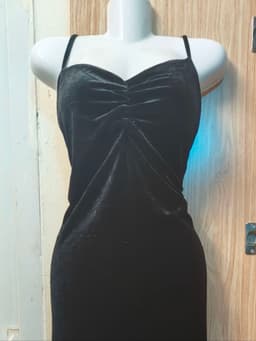 [2hand] Đầm nhung 2 dây đen nhún ngực co giãn bầu bí bigsize XL 2XL bon chen được 3