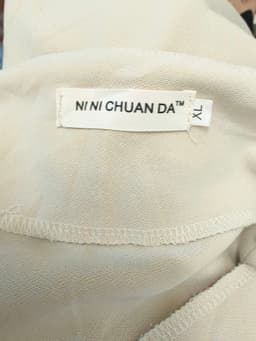 [2hand] Đầm dạ thun 2 dây be nhún eo lệch co giãn size XL 3