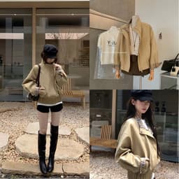 (Dmina) Áo Khoác Kaki Cổ Cao PHỐI TAY Kẻ Bo Chun Sang Chảnh 1 màu kèm túi và móc - ảnh thật 1