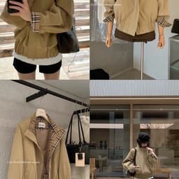 (Dmina) Áo Khoác Kaki Cổ Cao PHỐI TAY Kẻ Bo Chun Sang Chảnh 1 màu kèm túi và móc - ảnh thật 9