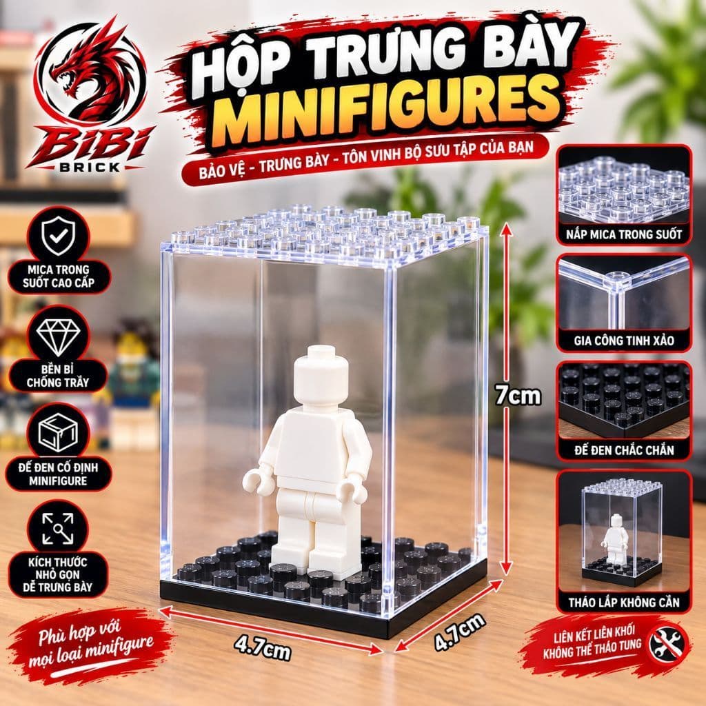 Hộp Trưng Bày Mô Hình Lắp Ghép Minifigires Chất Liệu Mica Trong Suốt