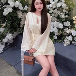 Váy đi tiệc nữ tay dài tơ phối ren dễ mặc sang chảnh 4