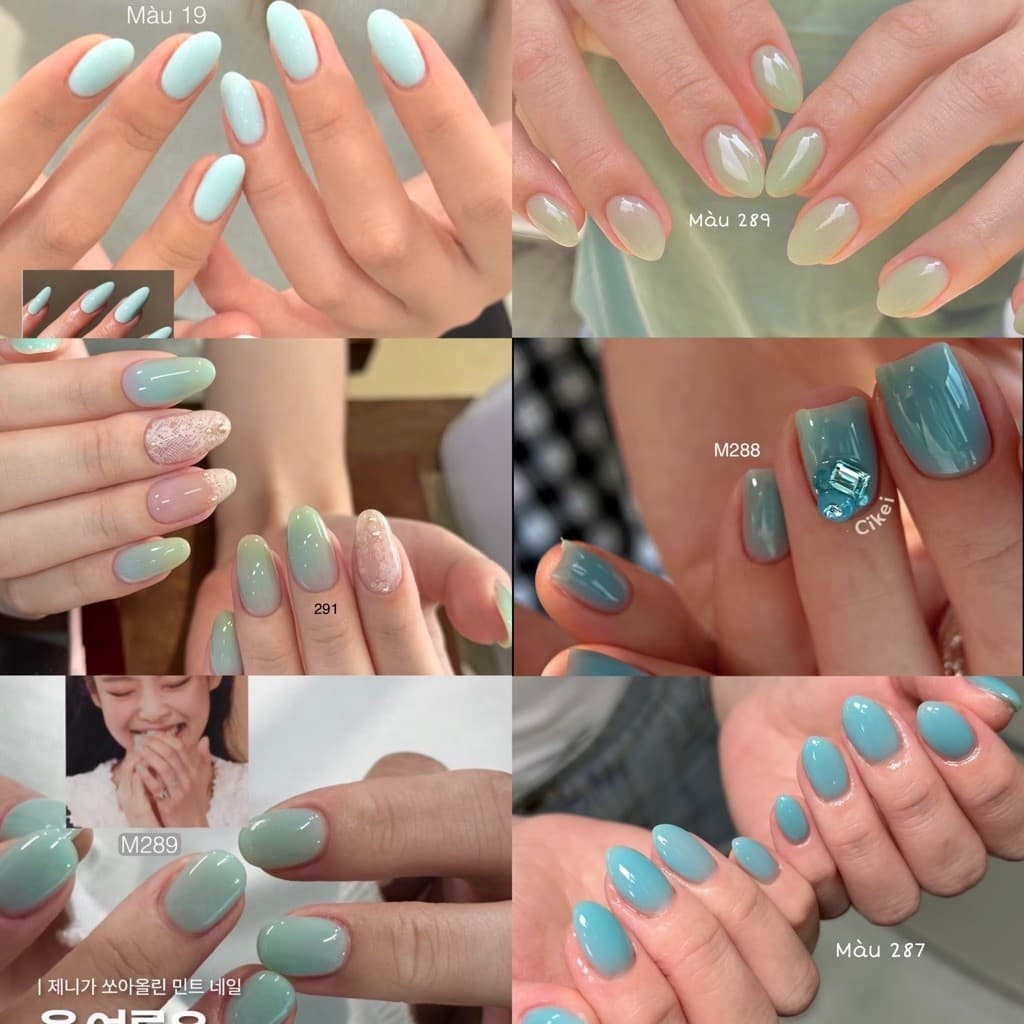 Sơn Gel Pastel Xanh Mint Sữa, Xanh Ngọc, Xanh Matcha Sữa – Mã 19, M287, M288, M289, M291