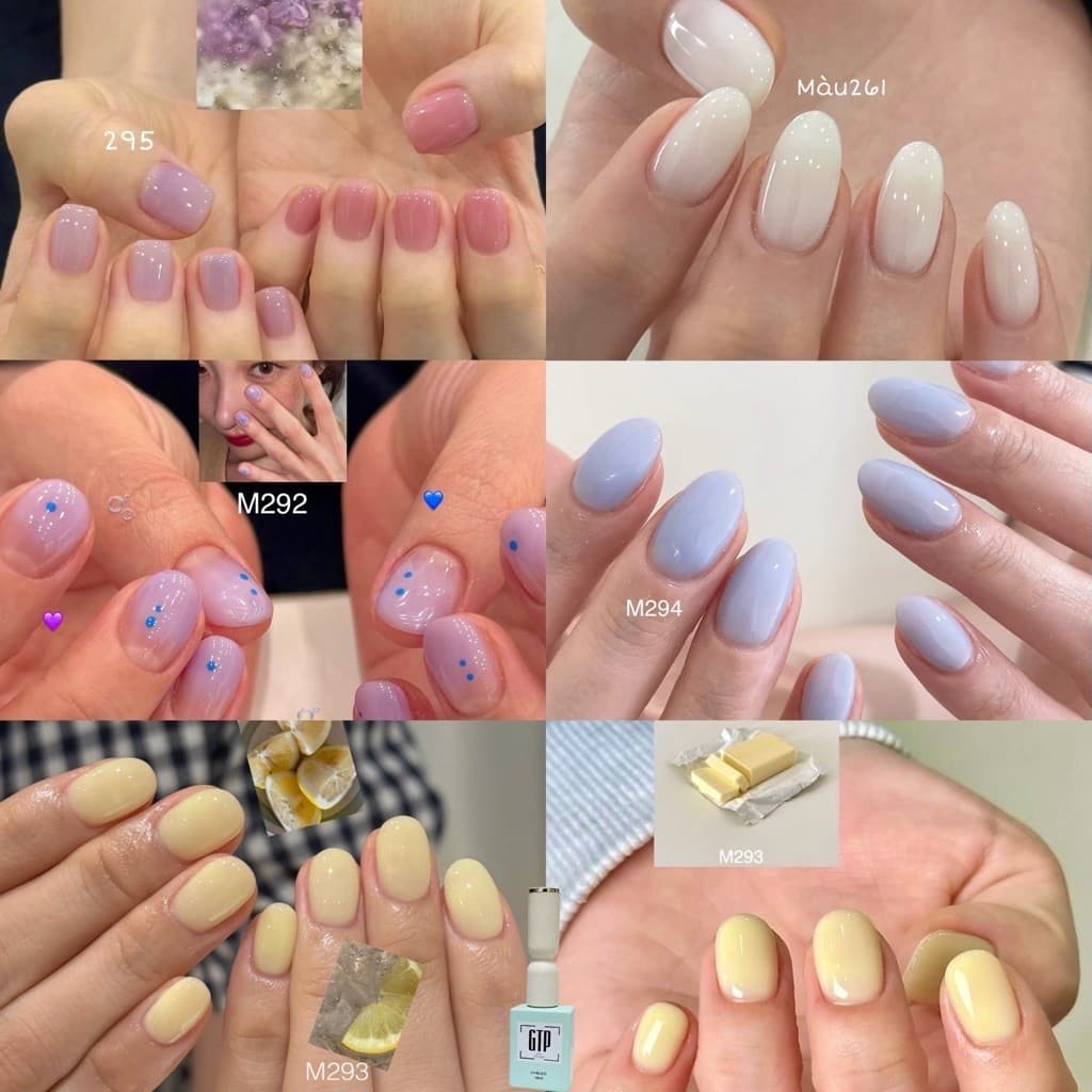 Sơn Gel Pastel Trắng Sữa, Hồng Tím, Xanh Tím, Vàng Bơ – Mã 261, M292, M293, M294