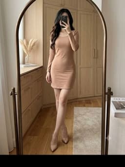 [2hand] Đầm thun tay dài màu cam đất xích chéo sau lưng size S M 1