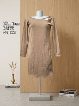 [2hand] Đầm thun tay dài màu cam đất xích chéo sau lưng size S M 2