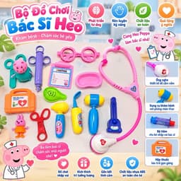( Túi ) Đồ chơi bác sĩ heo nha sĩ cho bé , đồ chơi nhập vai ,hàng việt 2