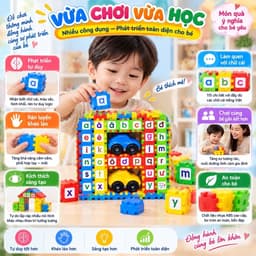 Bộ đồ chơi xếp hình chữ thông minh cho bé, kèm 2 xe oto , đồ chơi trí tuệ 2