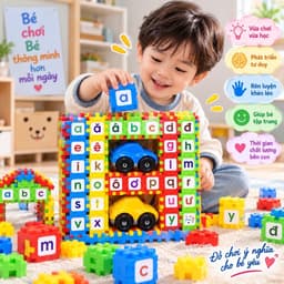 Bộ đồ chơi xếp hình chữ thông minh cho bé, kèm 2 xe oto , đồ chơi trí tuệ 3