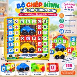 Bộ đồ chơi xếp hình chữ thông minh cho bé, kèm 2 xe oto , đồ chơi trí tuệ 1