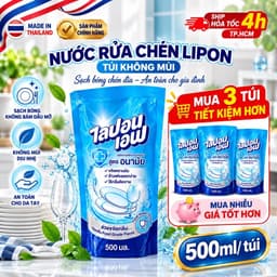 [ CHUẨN THÁI] NƯỚC RỬA CHÉN BÁT Thái Lan Lipon 500ml không mùi, an toàn cho da tay 3