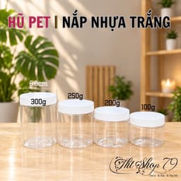 Combo 20 Hũ PET 100gr-200gr-250gr-300gr thân cao nắp trắng sữa, có nắp lót chống tràn, Dùng để đựng và bảo quản kem body 1