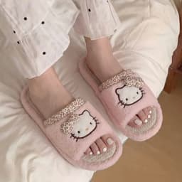 Dép Bông Hello Kitty Nơ Xinh Hở Mũi - Mềm Ấm, Êm Chân 7