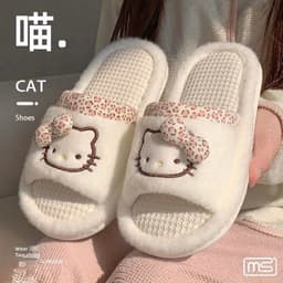 Dép Bông Hello Kitty Nơ Xinh Hở Mũi - Mềm Ấm, Êm Chân 3
