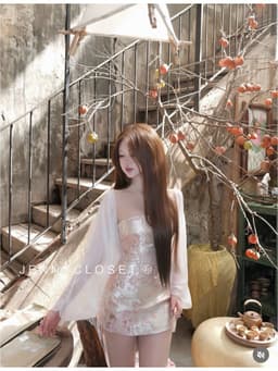 Set 2 món | Đầm ( Váy) nữ cúp ngực hoa gấm dáng A body kèm áo choàng cardigan voan tơ nhẹ nhàng tiểu thư 7