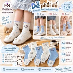 Set 10 Đôi Tất Kitty Hồng Mẫu Mới 2026 Cho Bé, Tất Len Tăm Dày Dặn Dễ Thương 4