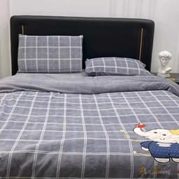 Bộ chăn ga nỉ nhung hình thú đính lông 4 món hoạ tiết thêu nổi 5D với chất vải nỉ mịn,mềm mại và ấm áp hoạ tiết cute 7