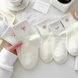 Sét 10 Đôi Tất Học Sinh Tông Màu Trắng Siêu Xinh, Tất Vớ Nữ Giá Rẻ Mã T22 3