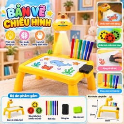 Bàn Chiếu Hình Vẽ Thông Minh ,Có Bút Màu Và Đĩa Chiếu Hình – Bàn Vẽ Sáng Tạo Tập Tô Màu Phát Triển Tư Duy 2