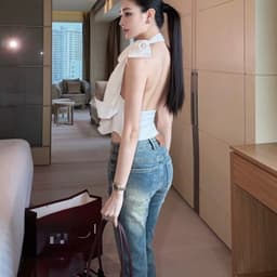 (Dmina) Áo bodysuit cổ yếm xẻ V cột nơ tôn V1 sang chảnh basic dễ phối đồ 3
