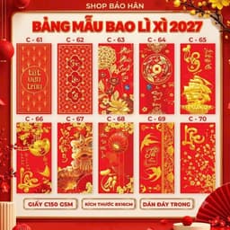 Sỉ 100/200/300 bao lì xì 2027 năm Đinh Mùi, bao lì xì Truyền thống 2027 3
