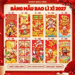 Sỉ 100/200/300 bao lì xì 2027 năm Đinh Mùi, bao lì xì Truyền thống 2027 2