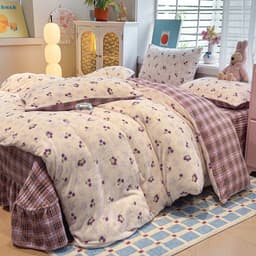 Bộ vỏ chăn,ga gối trần phủ bèo 4 món xinh xắn,vải nỉ nhung sữa mềm mịn chống tĩnh điện,vỏ chăn không kèm ruột êm êm shop 3