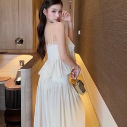 (Dmina) Set Tiểu Thư Áo 2 dây bí viền ren và quần ống suông tôn dáng sang chảnh 3