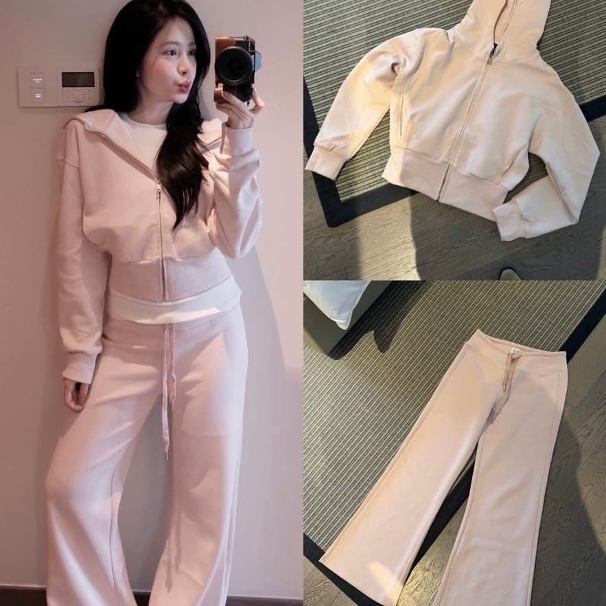 𝐄𝐍.𝐄𝐍 | Set Nỉ Nữ QC Loại 1 Áo Hoodie Khóa Kéo Có Mũ + Quần Ống Suông Form Rộng, Bộ Đồ Nữ Hàn Quốc 