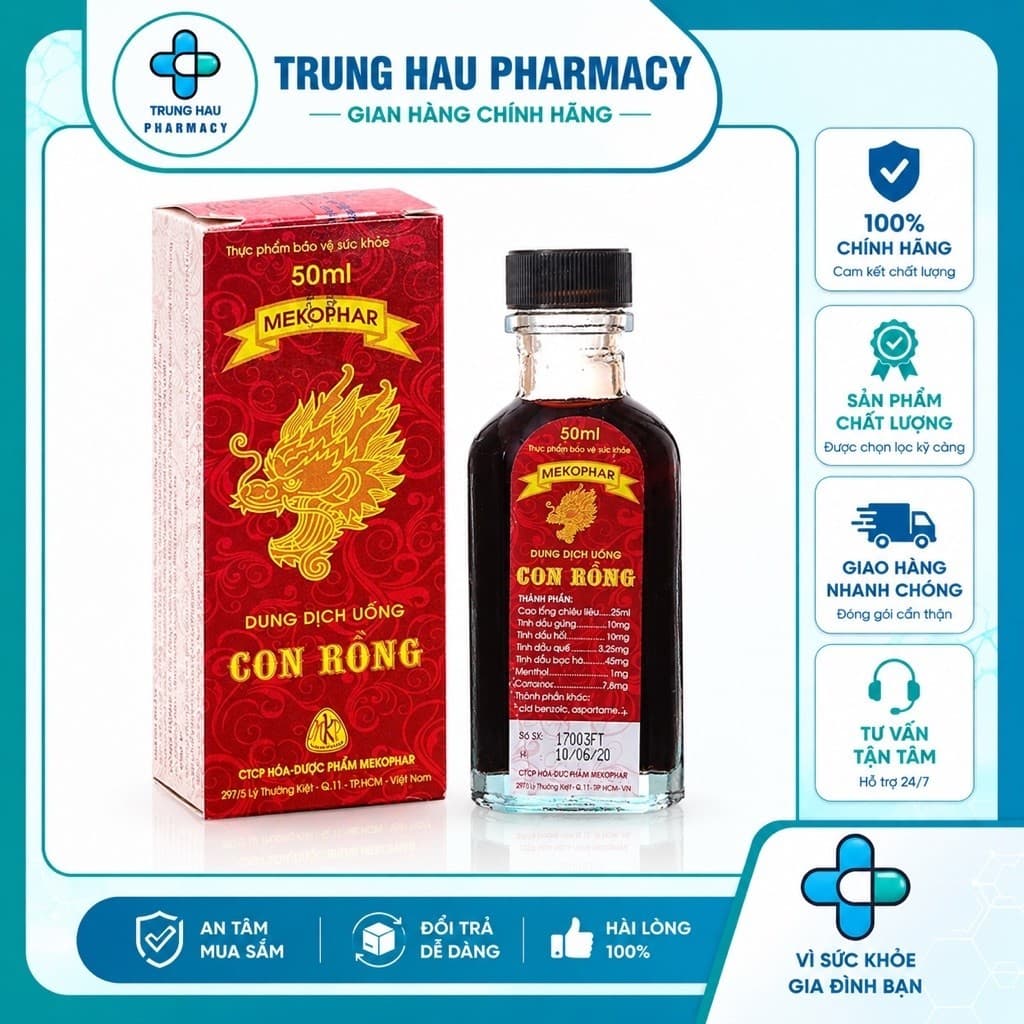 Dung dịch uống Con Rồng Mekophar hỗ trợ tăng cường sức khỏe đường ruột (50ml)