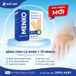 Băng dính cá nhân y tế MENKO - Miếng dán dính, co giãn linh hoạt chống thấm nước hộp 102 miếng 2