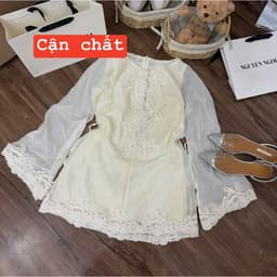 Váy đi tiệc nữ tay dài tơ phối ren dễ mặc sang chảnh 3
