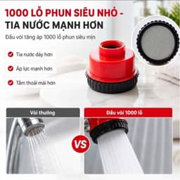 Đầu Sen Tăng Áp 1000 Lỗ Phun Tia Siêu Mịn , lắp đặt dễ dàng vòi REN 21 & 27 6