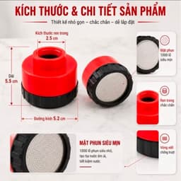 Đầu Sen Tăng Áp 1000 Lỗ Phun Tia Siêu Mịn , lắp đặt dễ dàng vòi REN 21 & 27 3