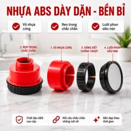 Đầu Sen Tăng Áp 1000 Lỗ Phun Tia Siêu Mịn , lắp đặt dễ dàng vòi REN 21 & 27 7
