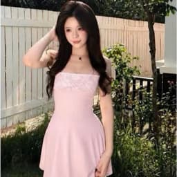 Đầm 2 Dây Nữ Pastel Phối Ren Đầm Tiểu Thư Dáng Xòe Mùa Hè Đi Chơi Chụp Ảnh 6