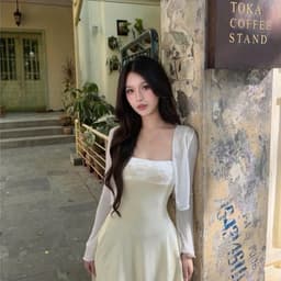 Đầm 2 Dây Nữ Pastel Phối Ren Đầm Tiểu Thư Dáng Xòe Mùa Hè Đi Chơi Chụp Ảnh 9