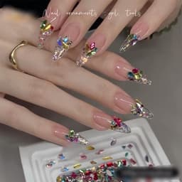 Hộp Chamr đá nhiều màu sắc, Nhiều kiểu dáng , Khoảng 1440 Chiếc, Đá đáy phẳng Sáng Bóng, Đồ Trang Tri Móng Tay... 8