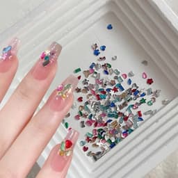Hộp Chamr đá nhiều màu sắc, Nhiều kiểu dáng , Khoảng 1440 Chiếc, Đá đáy phẳng Sáng Bóng, Đồ Trang Tri Móng Tay... 5