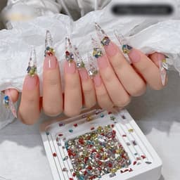 Hộp Chamr đá nhiều màu sắc, Nhiều kiểu dáng , Khoảng 1440 Chiếc, Đá đáy phẳng Sáng Bóng, Đồ Trang Tri Móng Tay... 6