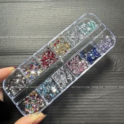 Hộp Chamr đá nhiều màu sắc, Nhiều kiểu dáng , Khoảng 1440 Chiếc, Đá đáy phẳng Sáng Bóng, Đồ Trang Tri Móng Tay... 4